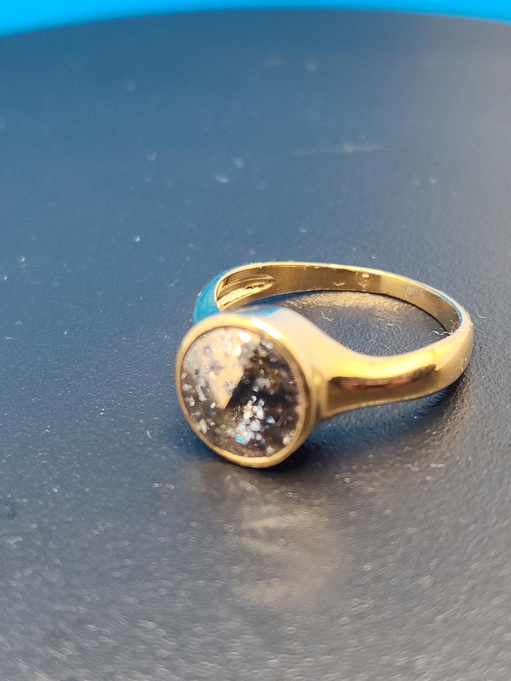 Gold-Tone Druzy Round Ring in Gold